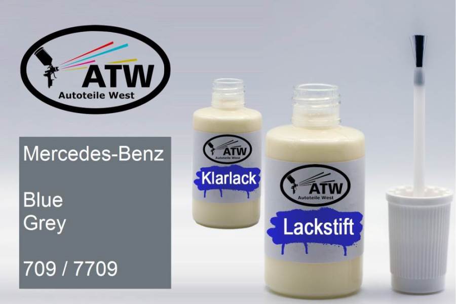 Mercedes-Benz, Blue Grey, 709 / 7709: 20ml Lackstift + 20ml Klarlack - Set, von ATW Autoteile West.